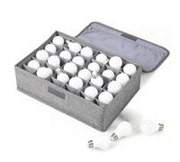 Acellegic Light Bulb Storage Box with 30 Dividers Foldable Organizer with Lid and Sturdy PP Board Fits Various Standard Bulbs Dustproof Fabric Case for Home Garage Basement Closet Organization