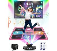 Acelufly Dance Mat - Electronic Dance Mats for TV with Camera, Anti-Slip Exercise Mat with 2 Wireless Handles & Colorful Disco Ball, Dance Pad Game for Kids and Adults, Gift for Boys and Girls (Pink)