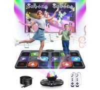 Acelufly Dance Mat for Kids - Electronic Dance Mats for TV with HD Camera, Indoor Non Slip Exercise Fitness Mat with 2 Wireless Controller & Colorful Disco Ball, Gift for Boys, Girls, Adults (Black)