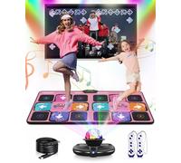 Acelufly Dance Mat for Kids - Electronic Dance Mats for TV with HD Camera, Indoor Non Slip Exercise Fitness Mat with 2 Wireless Controller & Colorful Disco Ball, Gift for Boys, Girls, Adults (Pink)