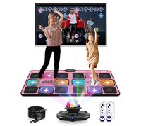 Acelufly Flannel Dance Mat - Wireless Dance Mats for TV with Camera, 2 Controllers, Colorful Disco Ball, Non-Slip Wrinkle-Free, Soft & Cozy Pad for Exercise, Gift for for Kids, Adults (Pink)