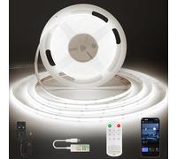 ACELUMO App Control COB LED Strip Light 5m, Dotless LED Tape with Timer, Dynamic White Color, Cool White LED Strip for Mood Lighting in Wardrobe, Workbench, Display Cabinet, Kitchen Countertop, 6000K