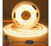 ACELUMO COB LED Strip 3m Warm White, Knob Dimmer, 24V, 2700K, 8mm Wide | Dimmable LED Strip Lights for Kitchen, Bedroom, Home, Interior Decor, CRI 92, 90lm/w, Dotless, Flexible, Cuttable