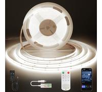 ACELUMO Smart App Control COB LED Strip 10m, 4000K Dotless LED Strip, Timer Function, Dynamic White Color, Dimmable Strip Lights for Wall, Bookcase, Shelf, Workbench, Natural White