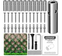 Acemaker Wire Trellis for Climbing Plants Outdoor, 12-Set Wall Wire Trellis Kit, T316 Cylindrical Espalier System for Fence and Garden DIY Projects (Hubs Only, Without Cable)
