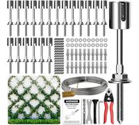 Acemaker Wire Trellis for Climbing Plants Outdoor, 20-Set Wall Wire Trellis Kit with 1/8in x 98ft Stainless Steel Cable & Cutter, T316 Espalier System for Fence and Garden DIY Projects