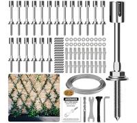 Acemaker Wire Trellis for Climbing Plants Outdoor, 20-Set Wall Wire Trellis Kit with 5/64"(2mm) x 98ft Stainless Steel Cable, T316 Espalier System for Fence and Garden DIY Projects