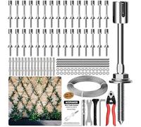 Acemaker Wire Trellis for Climbing Plants Outdoor, 30-Set Wall Wire Trellis Kit with 5/64"(2mm) x 150ft Stainless Steel Cable & Cutter, T316 Espalier System for Fence and Garden DIY Projects