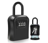 AceMining Key Box Wall Mounted, Key Lock Safe Box with Removable Handle, Key Cabinet with 4 Combination Code, Outdoor Waterproof Key Storage Box for Home Garage Rental House Apartment Black