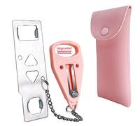 AceMining Portable Door Lock Home Security Door Locker Travel Lockdown Locks for Additional Safety and Privacy Perfect for Traveling Hotel Home Apartment College-Pink(1 Pack)
