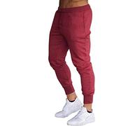 ACemt Mens Jogging Trousers Elasticated Waist, Mens Cuffed Cargo Trousers Slim Fit with Drawstring Elastic Waist Trackpant Stretch Sweatpants Long Pants for Fitness Joggers Casual Trousers Red