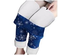 ACemt Women's Checked Thermal Trousers, Large Sizes, Christmas Trousers, Fleece Lined Christmas Leggings, Thermal Tights, Warm Winter Trousers, Long Thermal Tights, Winter Thermal Leggings, navy, XXXL