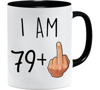 Acen Merchandise JungleMug | 80th Birthday Gifts for Women | Funny 79+1 Birthday Mug Gift for Her Or Him | I Am 79 +1 Middle Finger Joke Cup