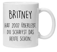 Acen Merchandise Mug with Saying, Britney Survived 2007. You Can Do It Today, Funny Coffee Mugs, Funny Gift, Printed on Both Sides, Coffee Cup, Work, Office, Gift Idea