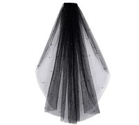 Acenail Black Veil Lace Long Wedding Funeral Veils Brides Veils with Comb Fingertip Mourning Halloween Veil for Women, 1t Pearl, One Size