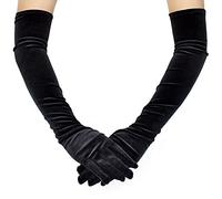 Acenail Black Velvet Women's Elbow Length Flapper Gloves, One Size