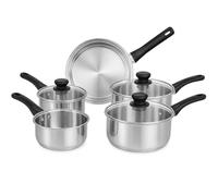 Acense 5-Piece Stainless Steel Induction Cookware Set - Black Handle (Milk Pan, Saucepans & Frying Pan) - Durable, Easy-Clean, Dishwasher Safe