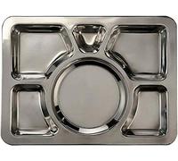 Acense 6 Compartment Stainless Steel Large Plate (Thali), 100% Food Grade Material, Multi-Purpose: [Picnic, Camping, Dinner], BPA/Toxin-Free, Dimensions: 40cmx30cmx2cm