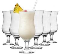 Acense 6X Clear 460ml Pina Colada Glasses - Large Tall Hurricane Pineapple Martini Milkshake Party Drinking Glass Set
