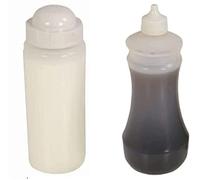 Acense Salt Shaker & Vinegar Bottle, Anti-Drip Pourer, Press Design, Cleanable, Material: LDPE Plastic, Polypropylene Plastic Screw Lid, Lead-Free, Salt Shaker: 500ml, Vinegar Bottle: 375ml