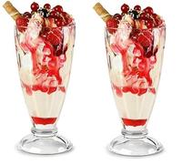 Acense Set of 2 Milkshake Glasses 360ml Knickerbocker Glory Dessert Sundae Glasses