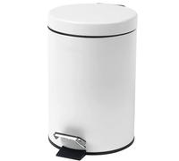 Acense Small Bathroom Pedal Bin, 3 Litre, White, Stainless Steel with Removable Inner Bucket