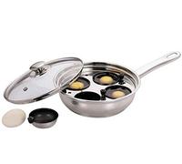 Acense Stainless Steel Egg Poacher[Glass Lid Included], Size: 22cm/8', Non-Stick Cooking Surface, Sufficient Cup Space, 100% Food-Grade Material, Easy Insertion/Removal, Cleanable.