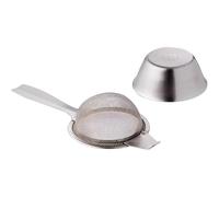 Acense Stainless Steel Tea Strainer and Bowl, Ultra Fine Mesh, Traditional Shape, Stainless Steel Arm, Includes: 1 Single Arm Tea Strainer, 1 Bowl, Safe, Durable, Size: 6cm (Dia)/2.5" (Dia)