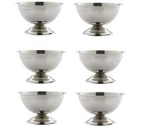 Acense Sundae Ice Cream Footed Bowl Set, Lightweight Unbreakable Dinnerware, Food Grade Stainless Steel Tableware Serving Pieces, Long Lasting Finish, Pack of 6, 5 Oz Capacity