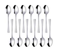 Acense Teaspoons Set of 12 Stainless Steel Table Teaspoon Tea Stirring Spoons Long Handle Silver Plain Pattern Spoons Ideal for Coffee Cafe Latte Espresso Hot Chocolate.