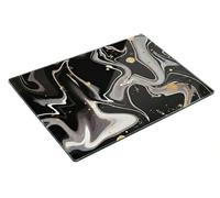Acense Tempered Glass Worktop Saver, Toughened Glass Chopping Board with Smooth Edges, Rounded Corners, Non-Slip Rubber Feet, Multi-Purpose, Stain-Resistant, 40 x 30 cm, Black