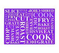 Acense Tempered Glass Worktop Saver, Toughened Glass, Smooth Edges, Rounded Corners, Chopping Board, Non-Slip Rubber Feet, Multi-Purpose, Stain-Resistant 40 x 30 cm (Purple with White Writing)