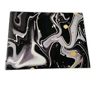 Acense Tempered Glass Worktop Saver, Toughened Glass, Smooth Edges, Rounded Corners, Chopping Board, Non-Slip Rubber Feet, Multi-Purpose, Stain-Resistant 40 x 30 cm (Black Flow)