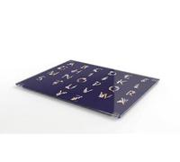 Acense Tempered Glass Worktop Saver with Alphabets, Toughened Glass Chopping Board, Smooth Edges, Rounded Corners, Non-Slip Rubber Feet, Multi-Purpose, Stain-Resistant, 40 x 30 cm