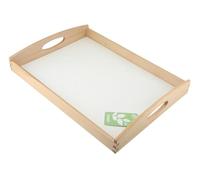 Acense Wooden Serving Tray with Handles, 12" x 9", Large Rectangle Shape, Natural Finish