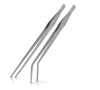 ACEONE Long Tweezers Aquarium 15inch/38cm, 2pcs Stainless Steel Straight and Curved Tongs for Fish Tank Aquascape Tools, Reptile Snake Feeding