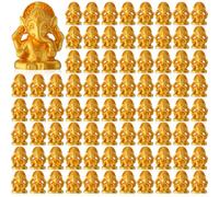 AceOrbit 100 Pcs Indian Return Gifts for Pooja Gold Resin Small Elephants Statues Bulk Ganesha Diwali Decor Symbol of Lucky Wealth Prosperity for Diwali Pooja Wedding Housewarming Favor