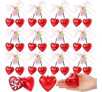AceOrbit 12 Pcs Valentine's Day Cherry Plastic Box 4.7 Inch Red Bow Cherry Shaped Container with Cards Coquette Bow Gift Box for Valentine Party Favor Wedding Supplies Birthday