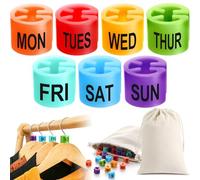 AceOrbit 12 Sets 84pcs Weekly Outfit Markers Days of The Week Clothes Organizer Monday to Sunday Hanger Tags Labels for Clothing Racks Round Rack Dividers for Quickly Identify Which Outfit to Wear