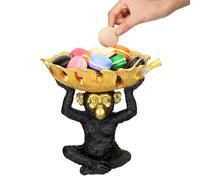 AceOrbit 1pcs 8.7 x 5.5 x 9 in Decorative Bowl Detailed Animal Resin Sculpture Gold Gifts Sculpture Decor Statue for Snacks Candies Jewelry Living Room Home Decorations (Monkey,Black)