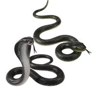 AceOrbit 2 Pcs 47 Inch Rubber Realistic Snakes Large Fake Garden Snake to Keep Birds Away Scare Squirrels Black Lifelike Cobra Toys for Garden Prank Props