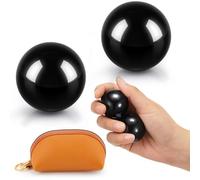 AceOrbit 2 Pcs Baoding Balls for Hand Therapy, Chinese Health Exercise Massage Balls with Leather Pouch for Stress Relief Hand Exercise Anxiety Reduction, and as Holiday Gifts(Black Obsidian)