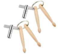 AceOrbit 2 Pieces Mini Drumsticks Drum Keys Keychains Wooden Dual Drumstick with Universal Drum Tuning Key Percussion Tools Gifts for Drummers Music Lovers