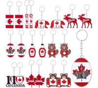 AceOrbit 20 Pcs Canada Keychain Rings National Canada Day Zinc Alloy Keychains Gift Canadian Souvenir Flag Maple Leaf Decorations Keyring Purse Handbag Backpack Bag for Canadian Gifts Decorations