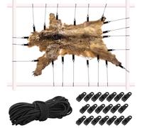 AceOrbit 20 Pcs Tarp Clips Heavy Duty Crocodile Mouth with Bungee Cord Reusable Black Plastic Tarp Clamps Hide Puller for Outdoor Game Skinning Drying Frame Clip Tools