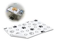 AceOrbit 23x36 Inch Black and White Paw Print Dog Vet Mat Non-Slip Pet Grooming Mat for Table Cat and Dog Checkups Rehabilitation Bath, Waterproof and Easy to Clean