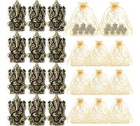AceOrbit 24 Pcs Indian Return Gifts for Pooja Bulk Mini Ganesha Statue Diwali Decor God Ganesh Sculpture Indian Festival Favor Return Collection Gifts Home Decor for Diwali Pooja Wedding House Warming