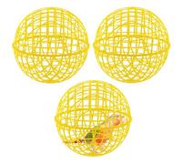 AceOrbit 3 Pcs 11inch Yellow Ball Chicken Animals Cage, Plastic Rolling Orb Movable for Chickens Rabbits Birds Pigeons, Outdoor Farm Range Portable Round Coop Hutch Safety Globe Prevents Dog Bites
