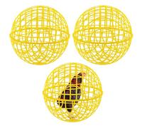 AceOrbit 3 Pcs 19.7 Inch Yellow Ball Chicken Animals Cage, Plastic Rolling Orb Movable for Chickens Rabbits Birds Pigeons, Outdoor Farm Range Portable Round Coop Hutch Safety Globe Prevents Dog Bites