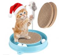 AceOrbit 3 Pcs Cat Scratcher Toy Cat Scratcher Pad with 2 Scratch Pad Replacement with Interactive Cats Toy Track and Plush Mouse Toys for Indoor Cats and Kittens